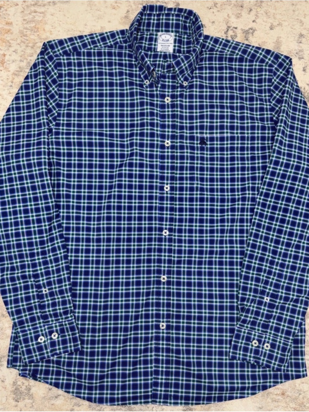 Brooks Brothers Navy & White Plaid Button-Down Shirt